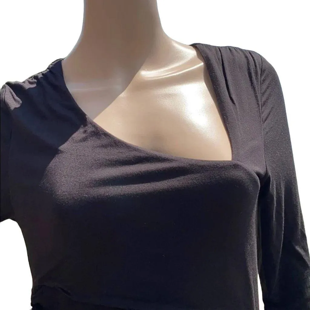 NWT Catherine Malandrino Black Bodycon Dress Long Sleeves Ruched Stretch Large - Image 7