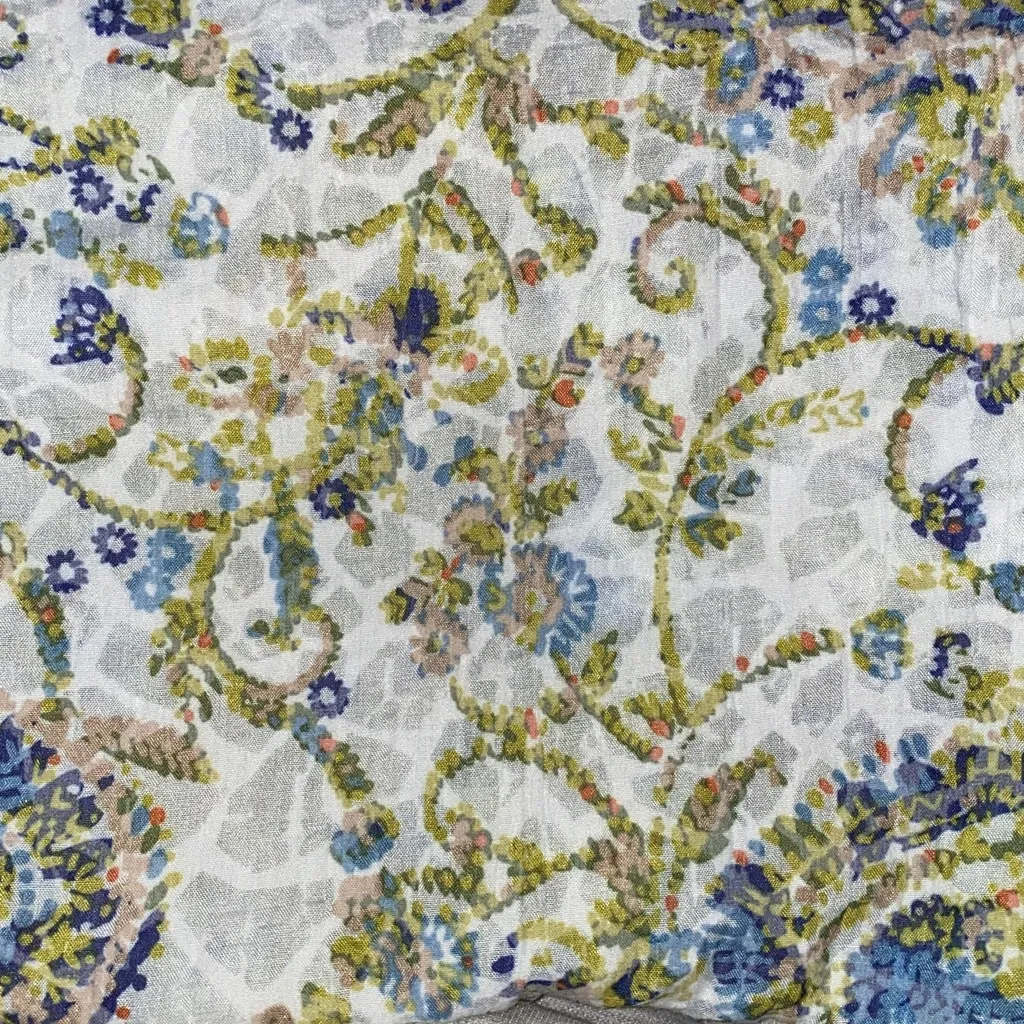 JM COLLECTION floral paisley button up long sleeve split cuff blue green size 12 - Image 4