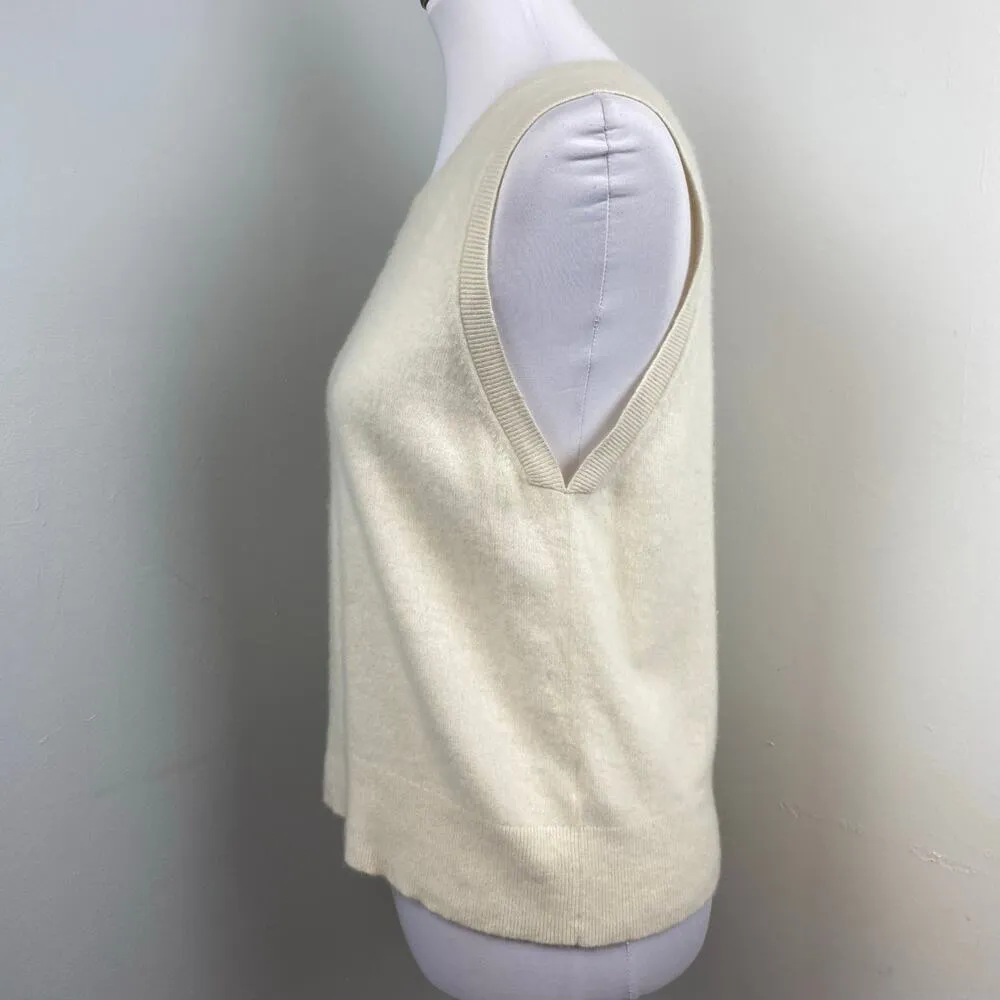 Everlane Ivory Fuzzy Cashmere Classic Crew Neck Tank Vest XL - Image 7