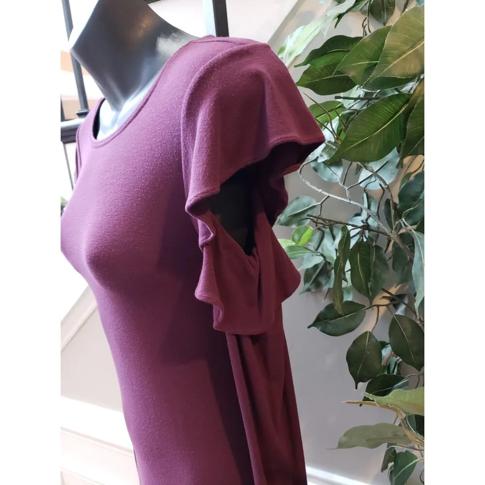 White House Black Market Shift Dress Womens XS Purple Rayon Cold Shoulder Sleeve - Image 12