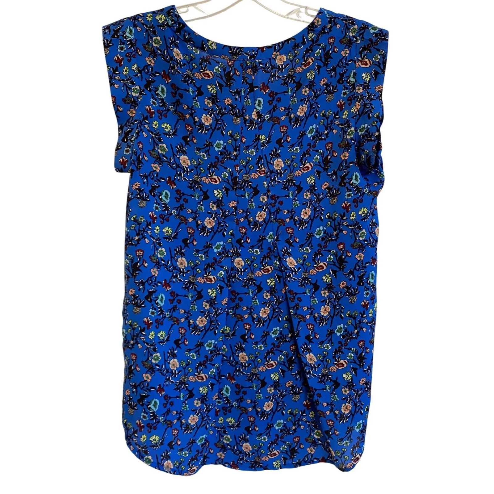 Pleione Bailey Double Pleat Blouse‎ Cornflower Blue Ditsy Floral - XS EUC - Image 7