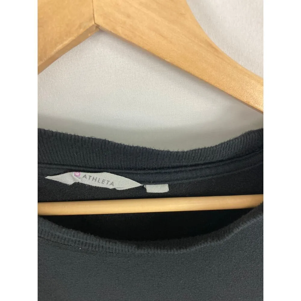 Athleta  Modal Blend Side Slit Pullover Sweatshirt Black Size Small - Image 3