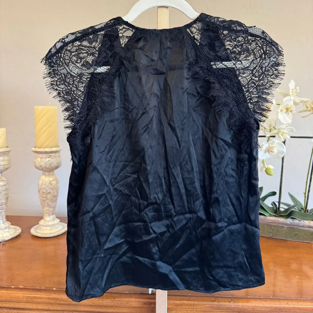 Generation Love Anya Silk V-Neck Lace Trim Top – NWT Small, Sold Out Sample - Image 3
