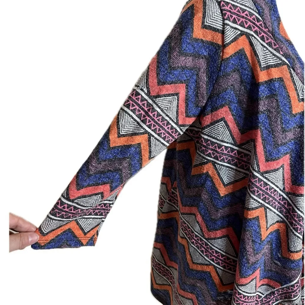 Flamingo Urban Multicolor Chevron Open Front Cardigan Sweater Wrap - Image 4
