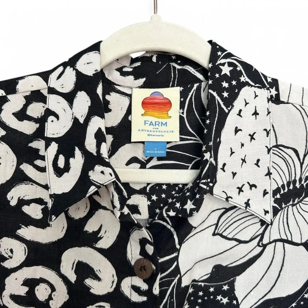Farm Rio for Anthropologie | Playful Printed Surf Shirt | Like New | Size S - Image 4