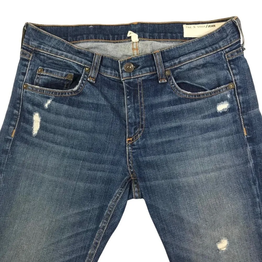 RAG & BONE Dre Capri Jean Women Sz 27 Blue Distressed Normcore Business Classic - Image 7