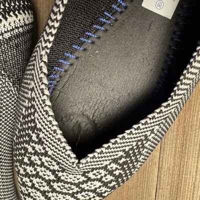 Rothys The Point Flats Slip On Pointed‎ Toe Rare Retired Black White Python Sz 7 - Image 6