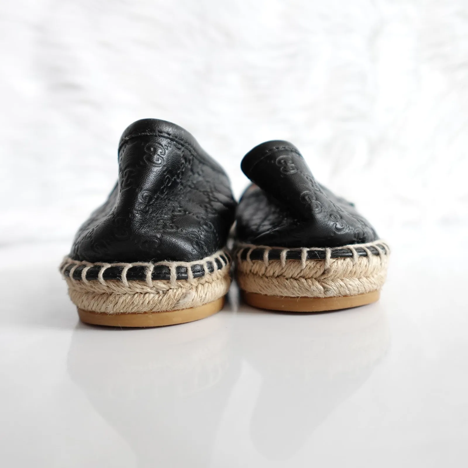 Gucci Guccisima Black GG Logo Leather Espadrilles size 36.5 - Image 6