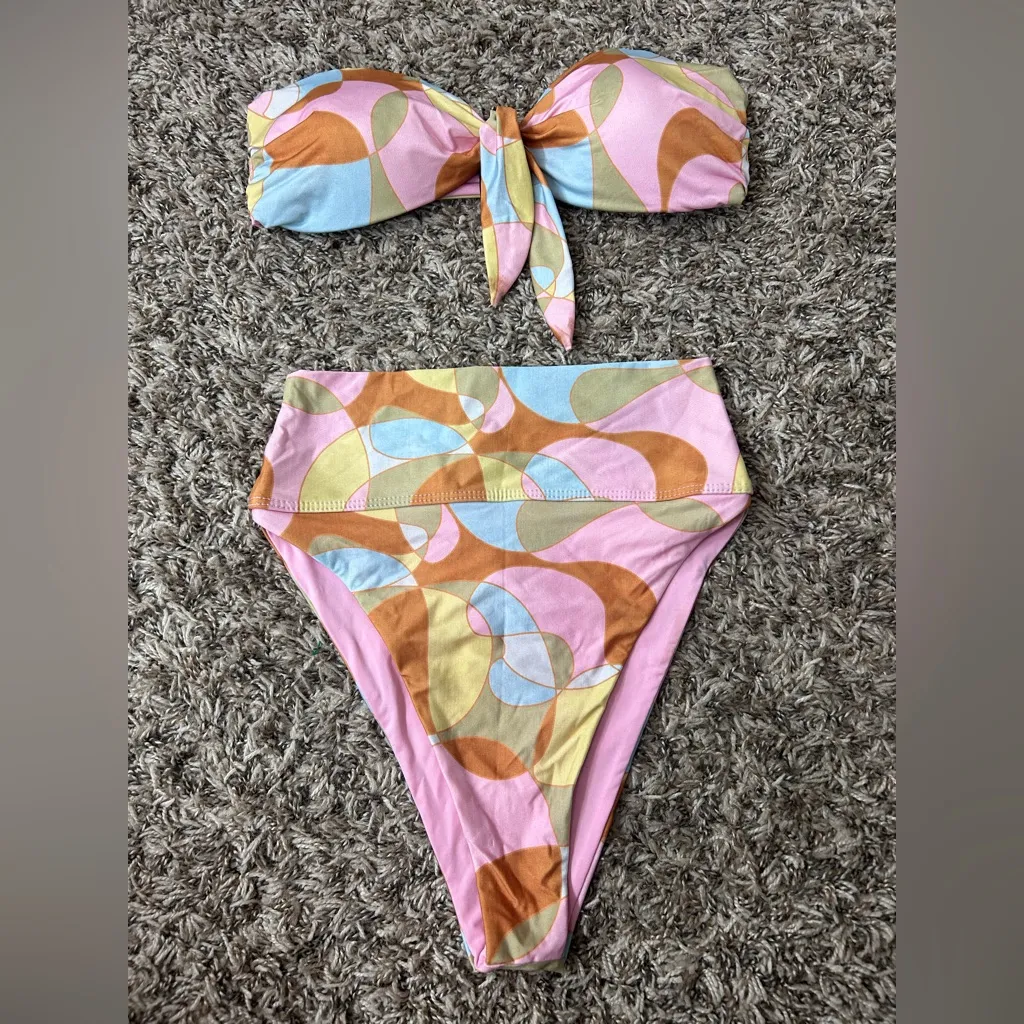 Beach Riot Sophie top and Highway bottom in Wakiki Wave Sz S No Straps - Image 3