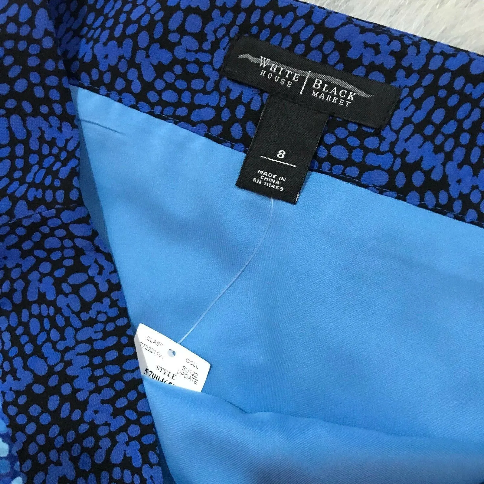 White House Black Market Womens Skirt Size 8 Blue Print Flutter Pencil Layered‎ - Image 3