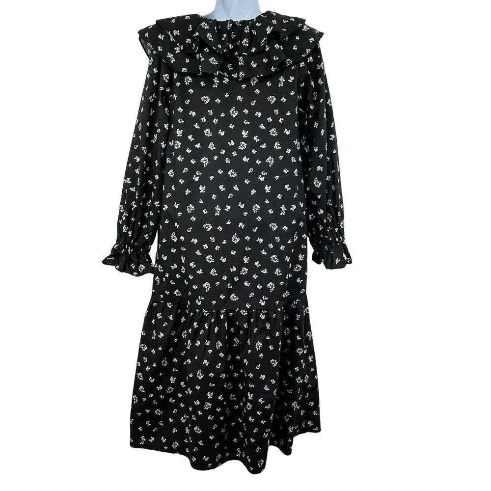 Who What Wear Floral Ruffle Collar Midi Prairie Cottagecore Long Sleeve Dress - Image 59