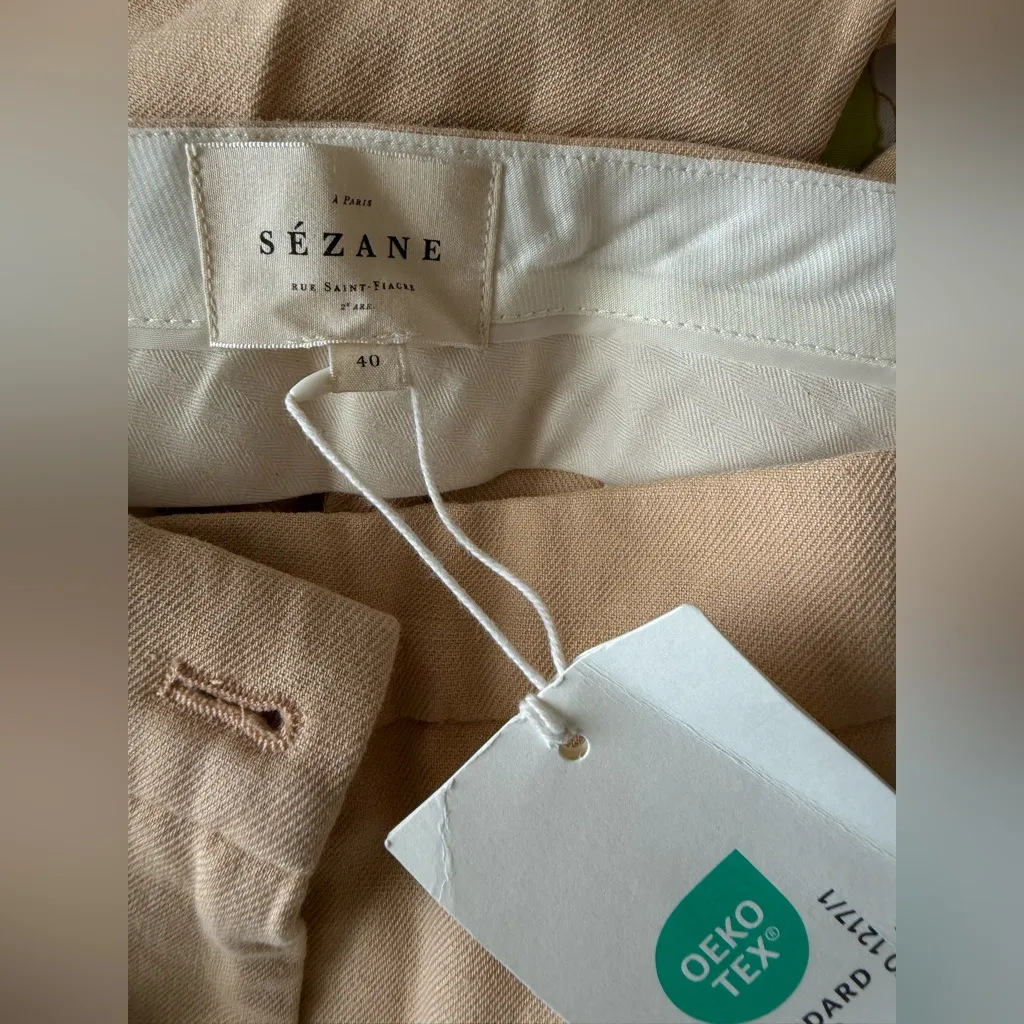 Sezane Pantalon Martin Crop Trousers Beurre, Size 40/8 - Image 4
