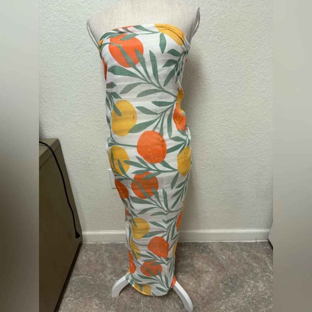 Orange 🍊 Citrus Patterned Scarf Sarong Wrap - Image 4