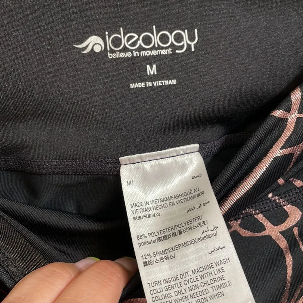 Ideology black and metallic rose-gold 7/8 length leggings, size M - Image 7