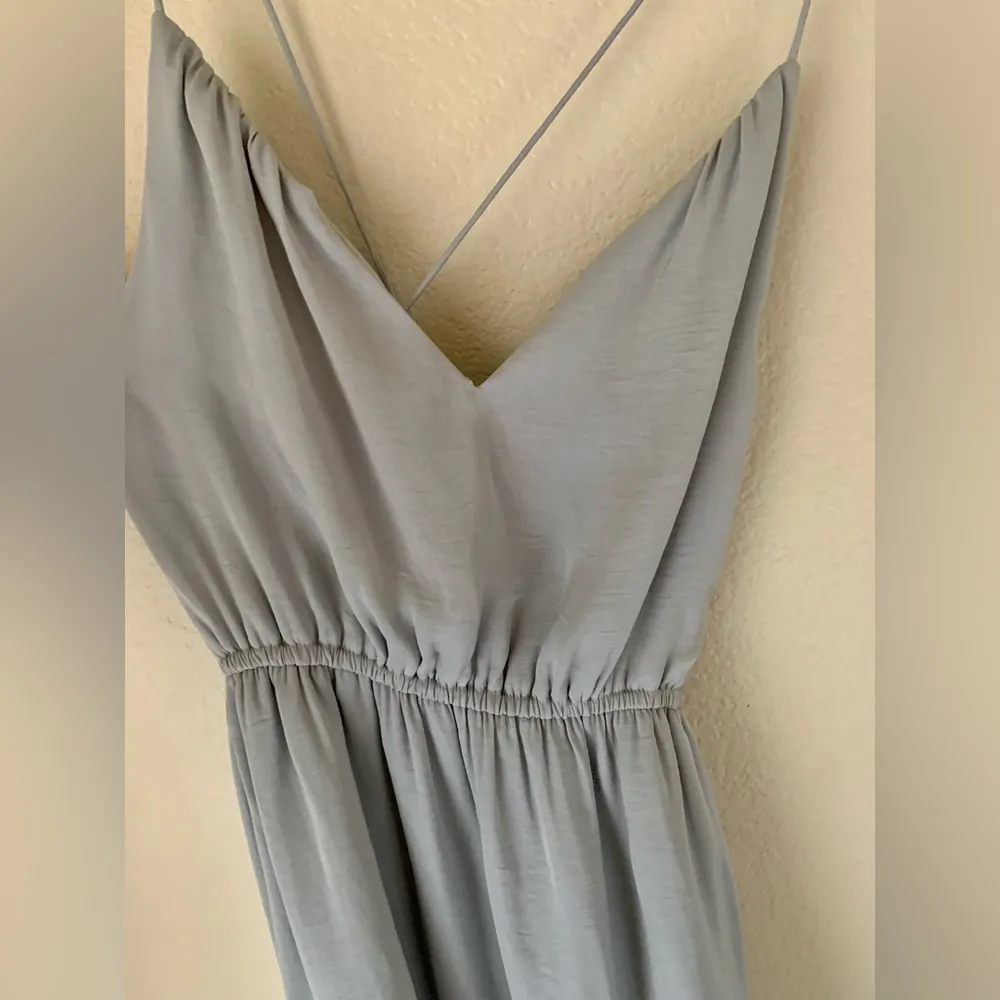 Alice & UO Urban Outfitters light sky blue satin open back short slip dress - Image 4