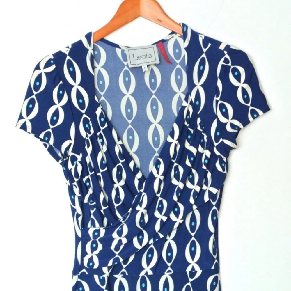 Leota compass rose geo print wrap dress small - Image 3