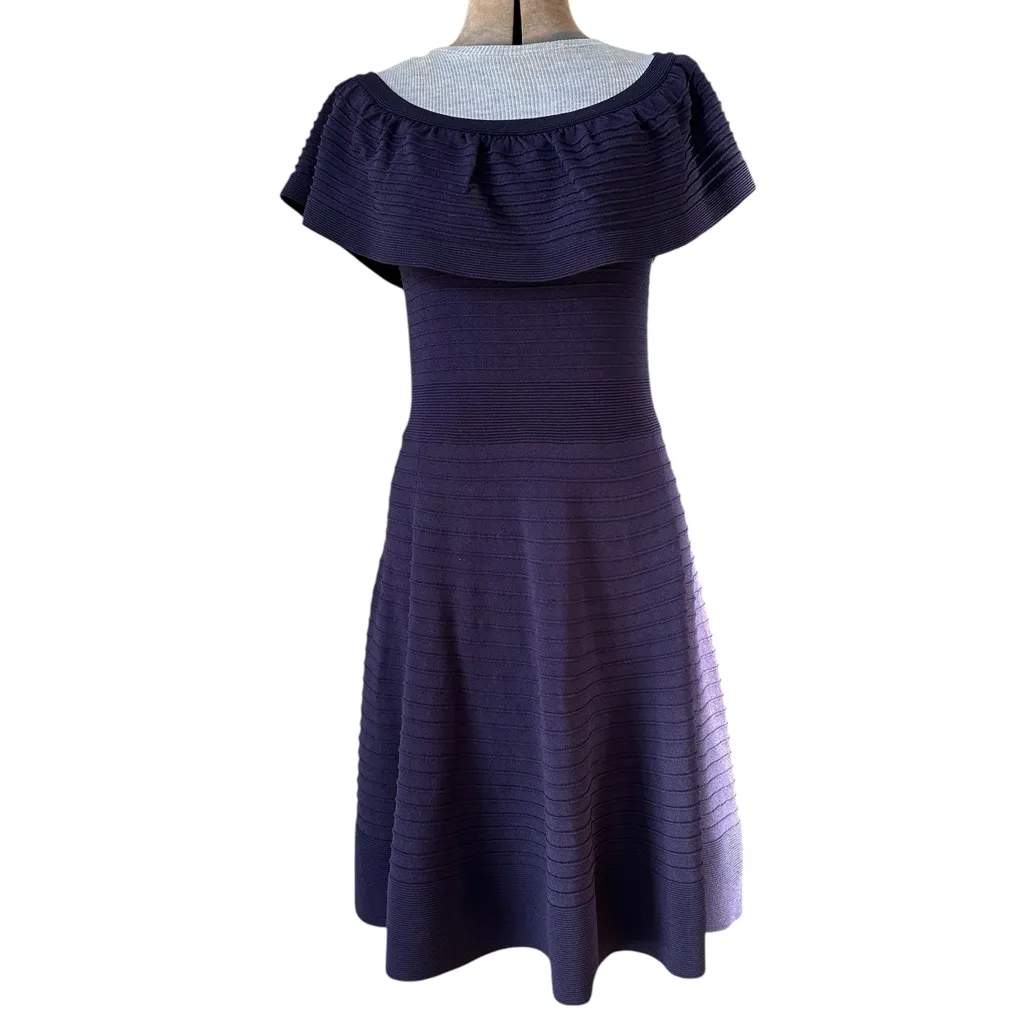 Eliza J Off the Shoulder Fit & Flare
Dress In Navy Blue Midi Textured Knit - Image 2