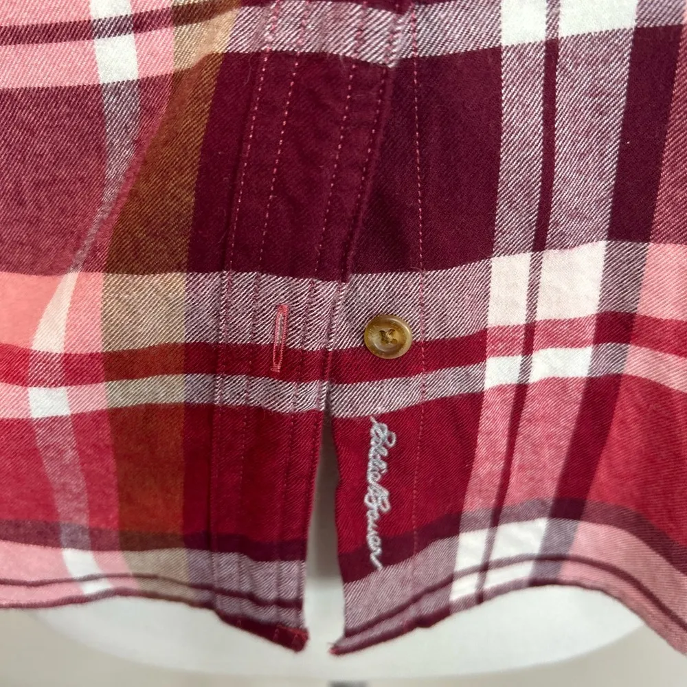 Eddie Bauer Women Small Flannel ButtonDown Long sleeve 100% Cotton Flannel Plaid - Image 4