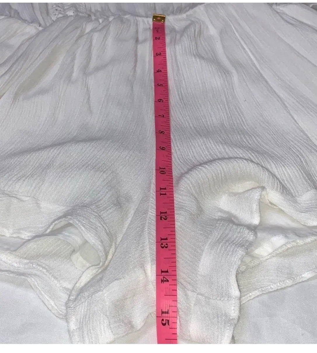 Dolman Slit Sleeve Cut Out Plunge Neck Strappy Lace Up Romper White Large Boho - Image 12