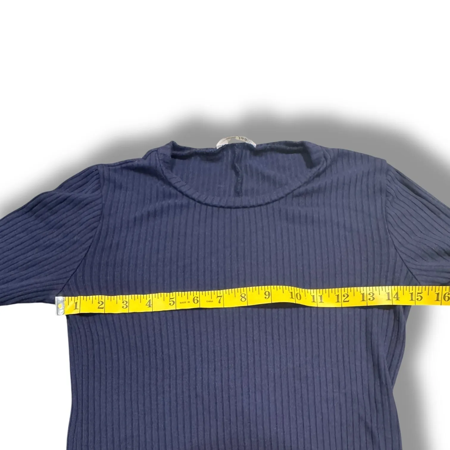 Reformation Jeans Ribbed‎ Bodycon Mini Sweater Dress XS Long Sleeve Navy Blue - Image 5