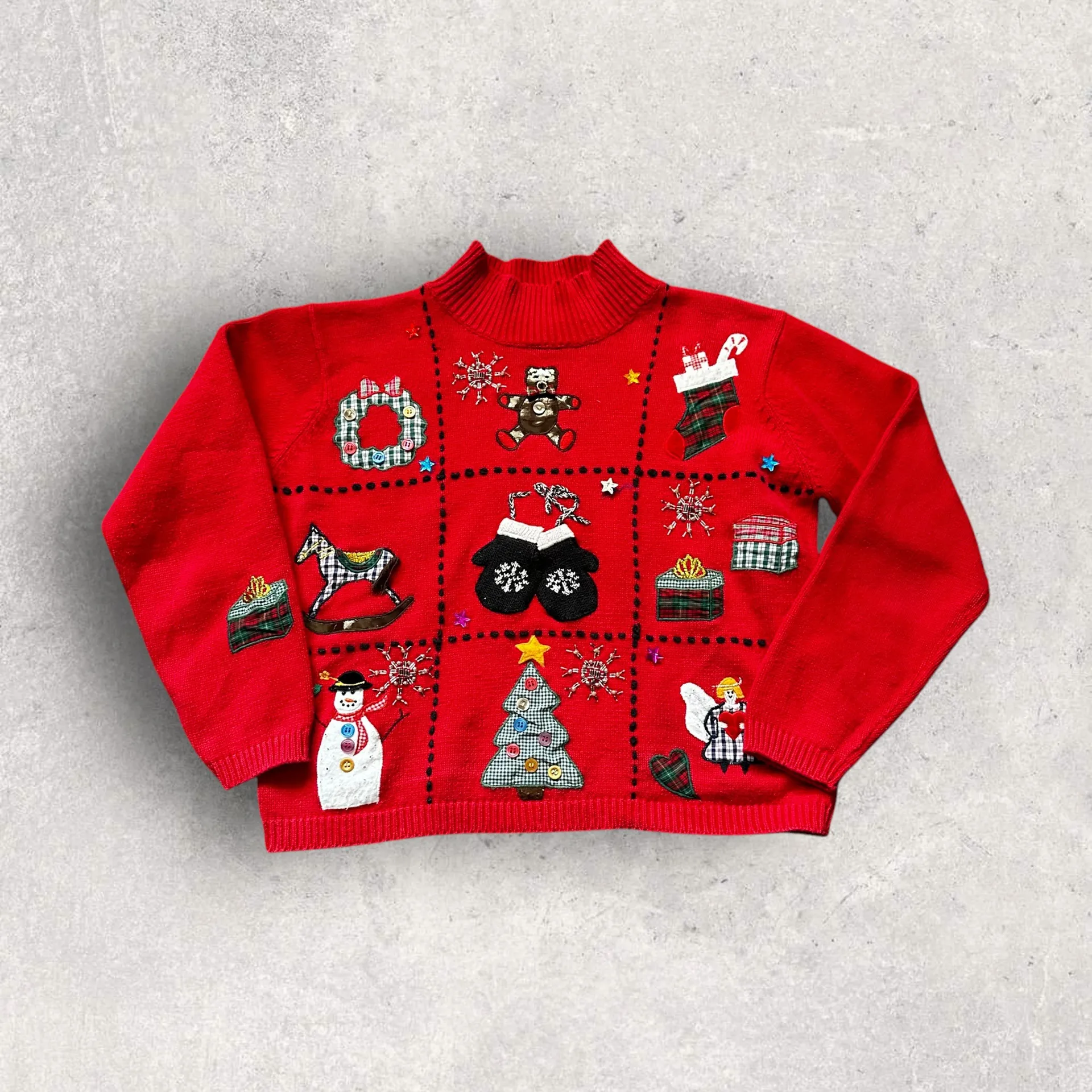 Karen Scott Vintage Christmas Holiday Graphic Embroidered Knit Sweater Fits XS - Image 6