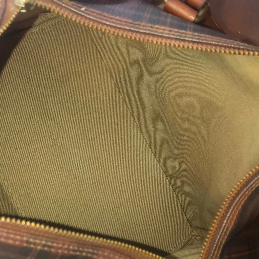 RALPH LAUREN Brown Green Tartan Plaid Boston Weekend Travel Duffle Bag Speedy - Image 14