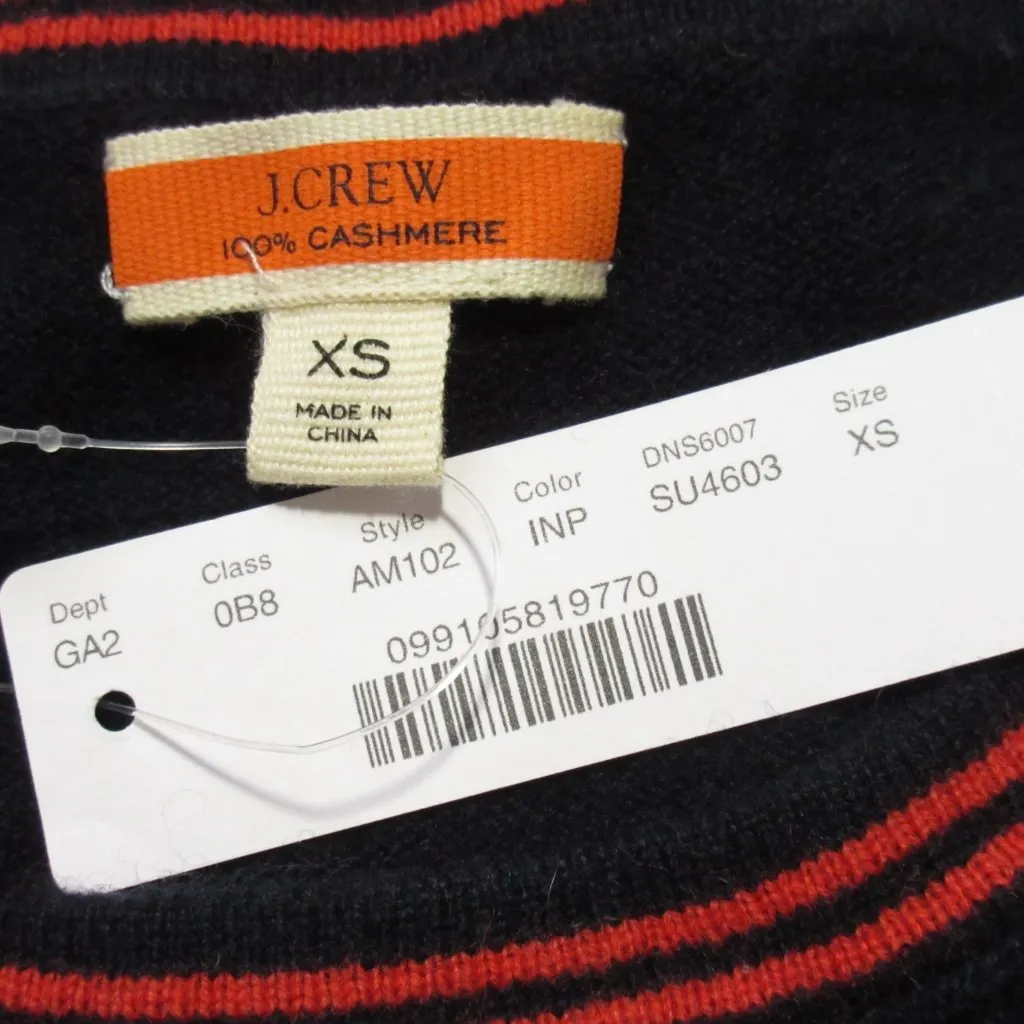 NWT J.Crew Cashmere Crewneck Sweater in Ink Navy Flying Lobsters Print XS - Image 4