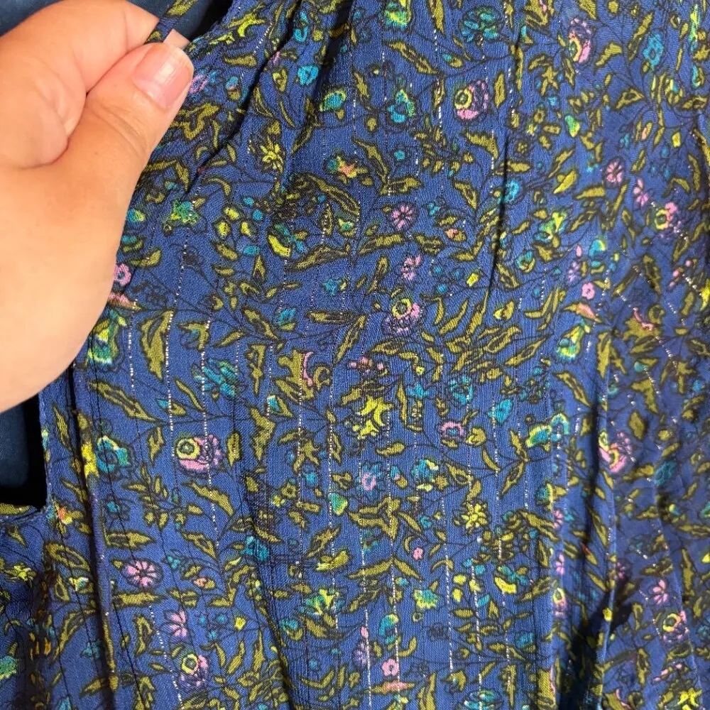 Karina Grimaldi blue patterned long sleeve dress - Image 4