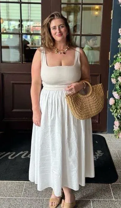 RUE SOPHIE Women's Off White Square Neckline Flowy Skirt Midi Dress Size XS - Image 11