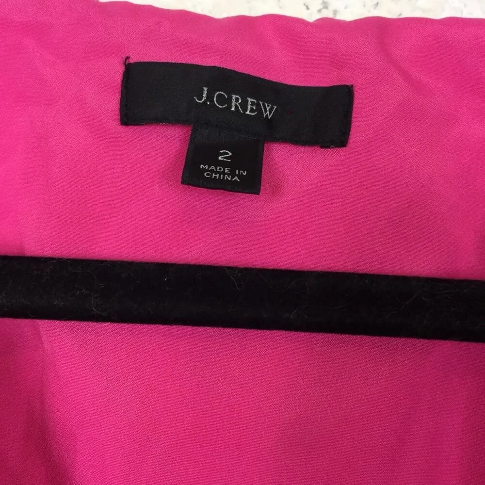 J. Crew Pink Floral Mini Dress Size 2 V-neck Ruffle Faux Wrap Aline Summer - Image 5