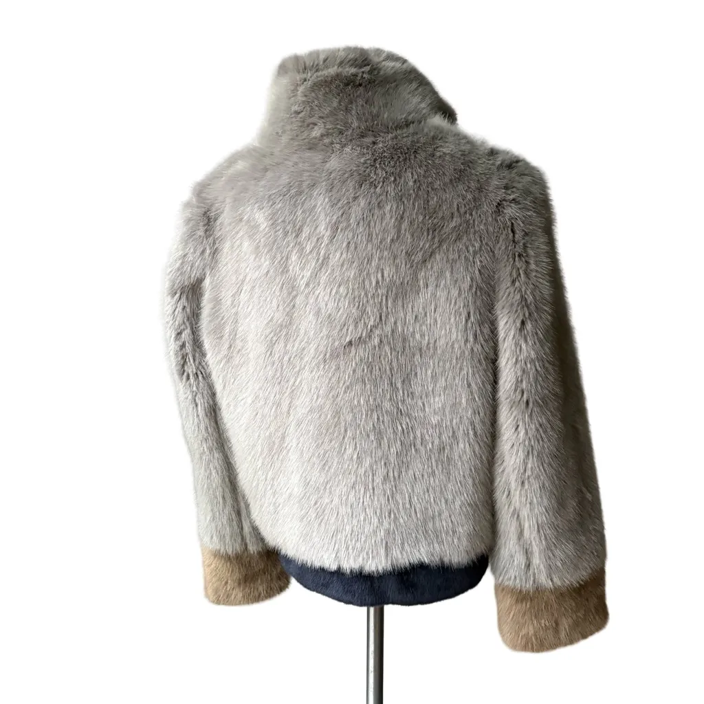 NWT, Anthropologie Molliolli Color Block Faux Fur Coat, Sz S - Image 9