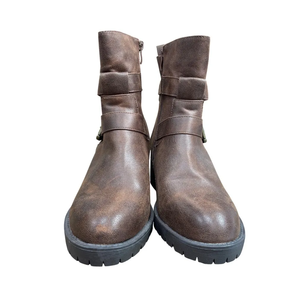 Torrid Womans faux leather brown chunky moto ankle boots sz 8.5W SKU 9627 - Image 10