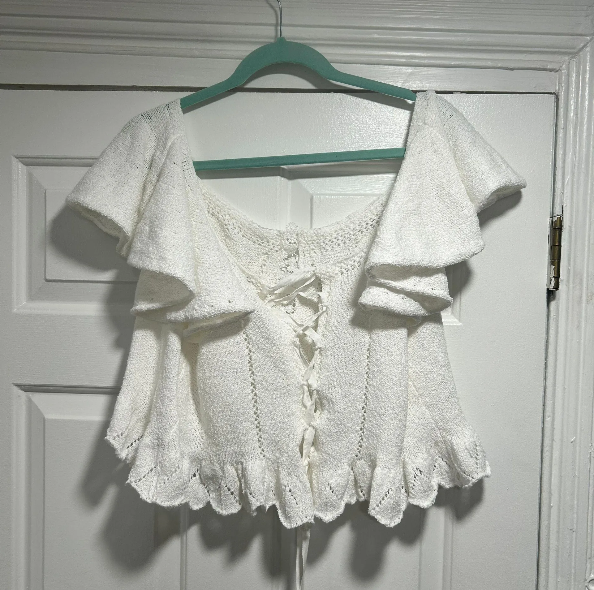 Lace Party Sweater Top in White - Image 2