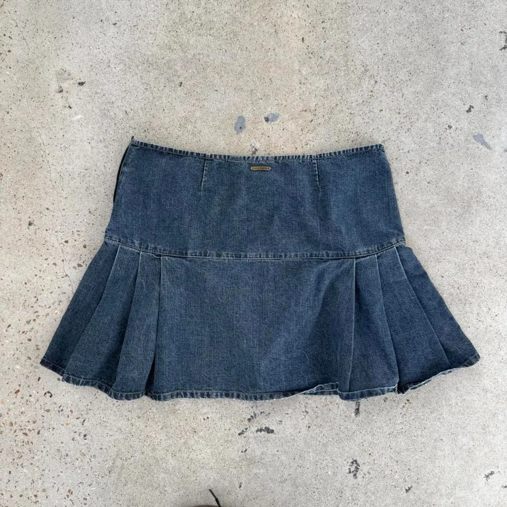 2000s denim pleated mini skirt - Image 5