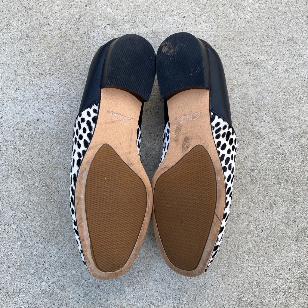 Clarks Pure Viola Flat Loafers Animal Print Calf Hair size 7.5 - Image 7