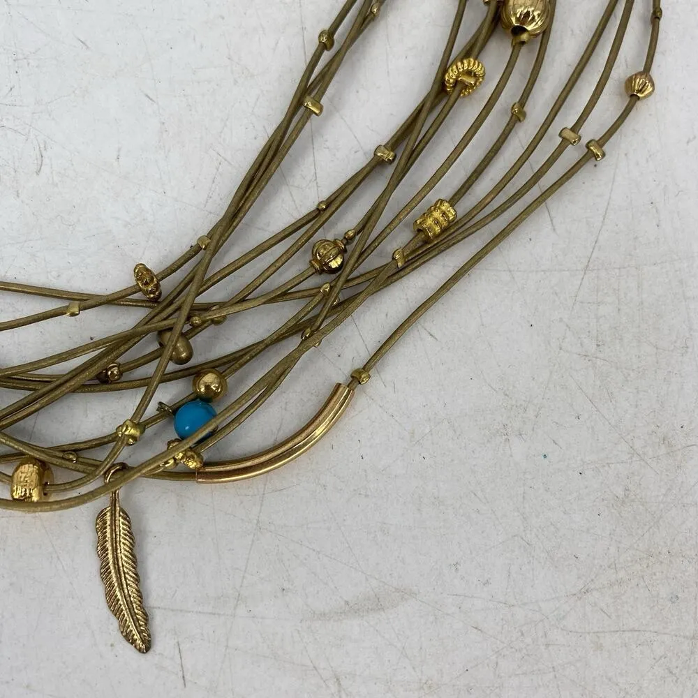 Vintage multi strand Navajo Charm Necklace Gold - Image 7
