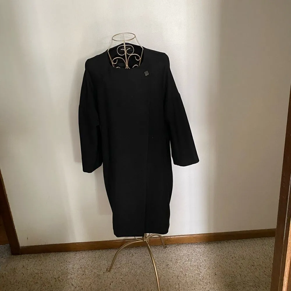 Zara 3/4 sleeve black asymmetrical front jacket size medium - Image 3