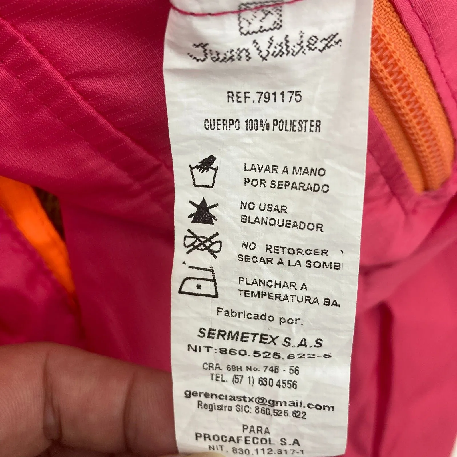 Juan Valdez Colombia Pink Orange Hooded Windbreaker M Size M - Image 15