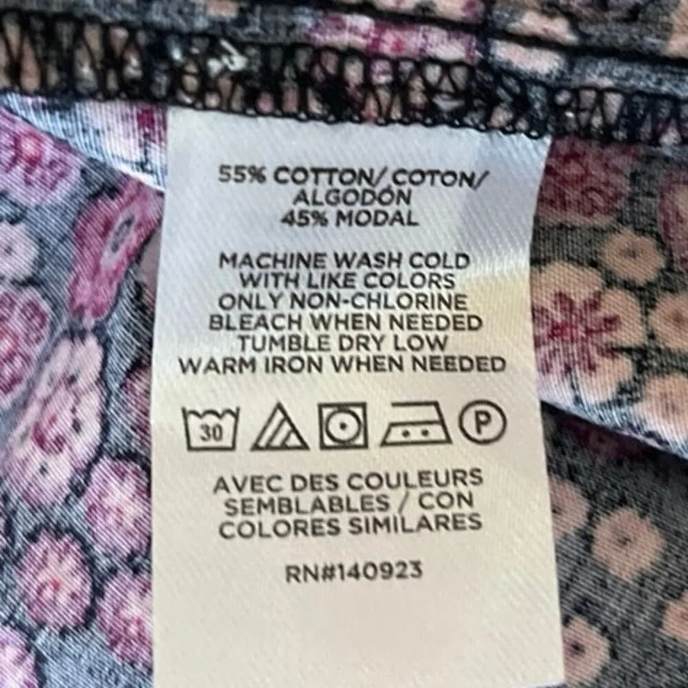 Loft Women's Multicolor Floral Cap Flutter Sleeve Crew Neck Blouse Top Size S - Image 7