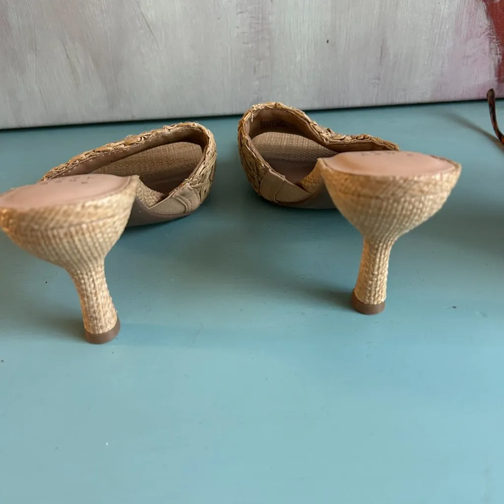 A New Day Women's Ayla Woven Raffia Slide Heels Size 7 Square Toe 3 inch Heel - Image 11