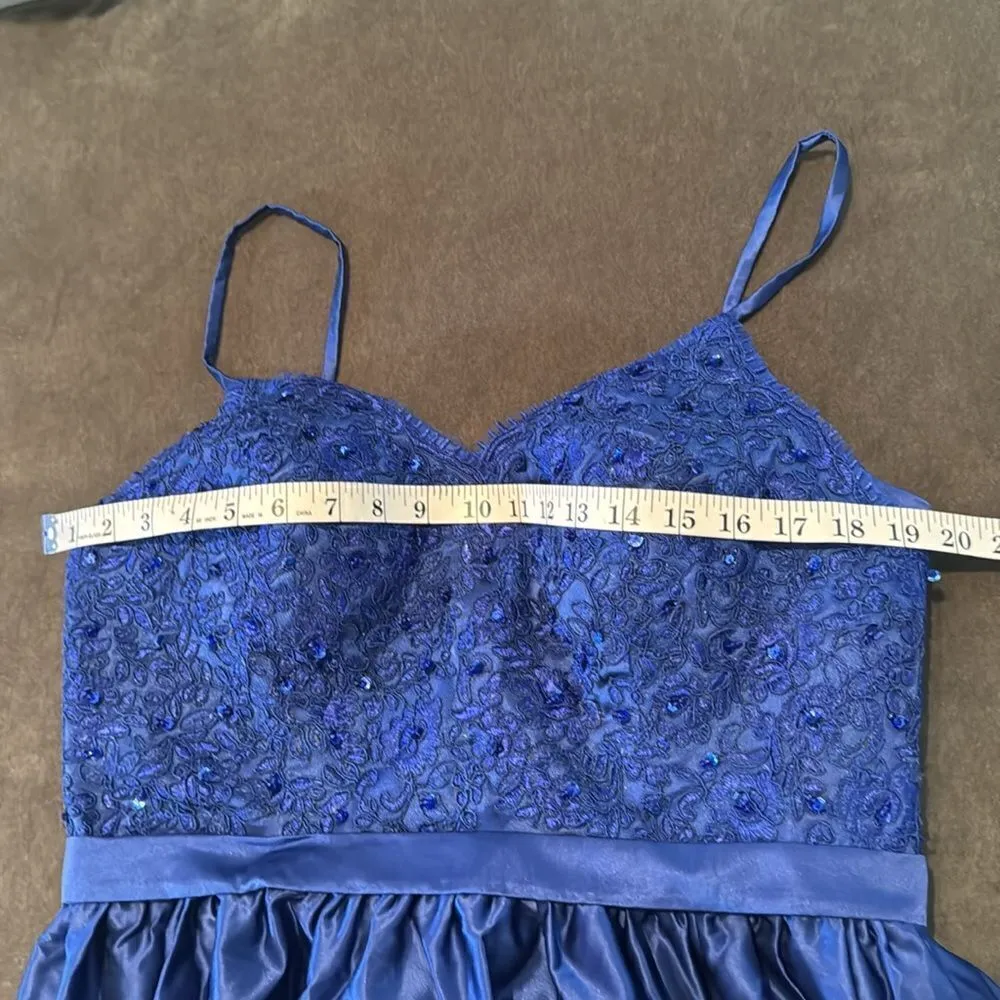 Women’s Spaghetti Strap Full Length Corset Back Party Prom Dress Size L *READ Blue Size L - Image 9