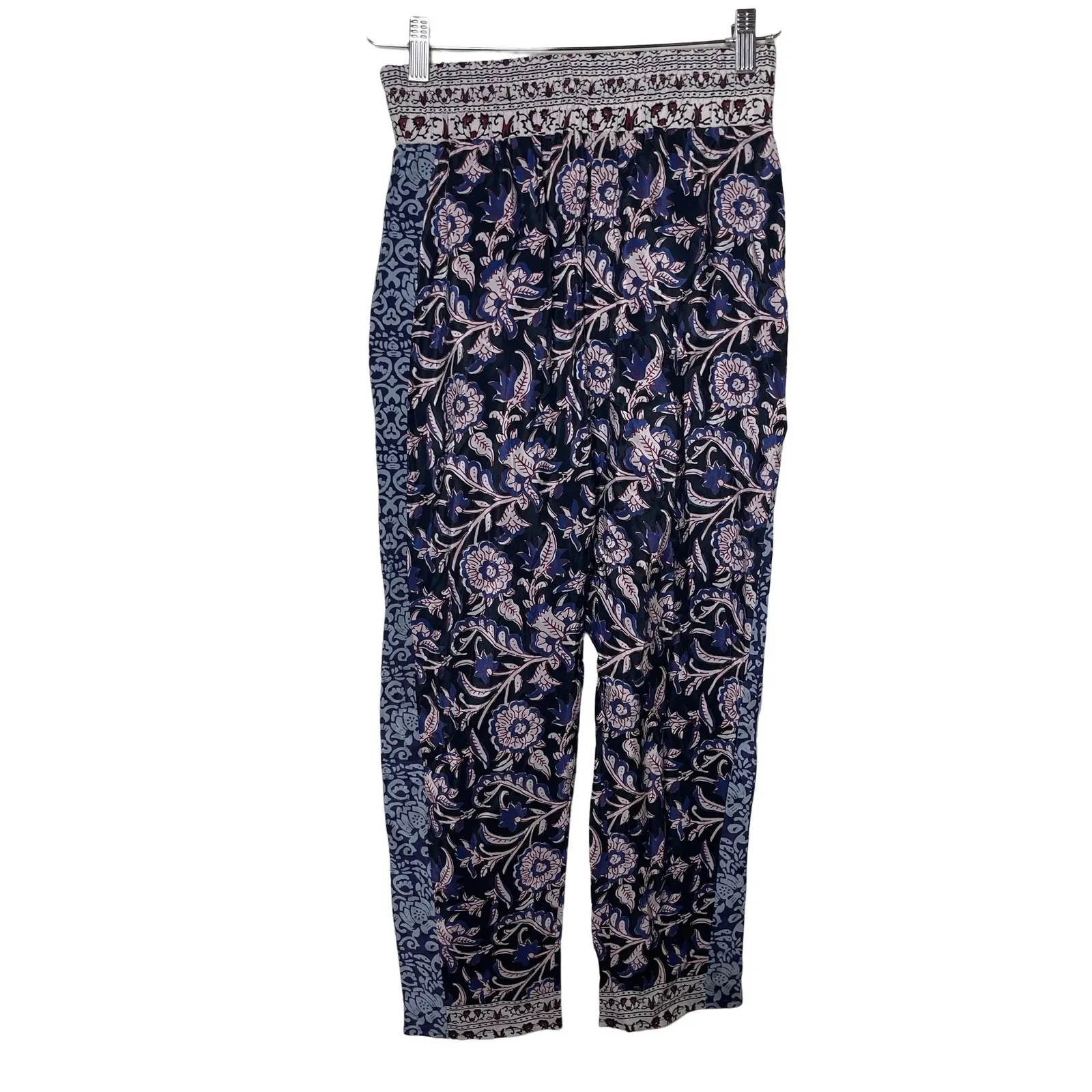 Sea New York multicolor floral elastic waist band crop pants sz 0 Blue - Image 4