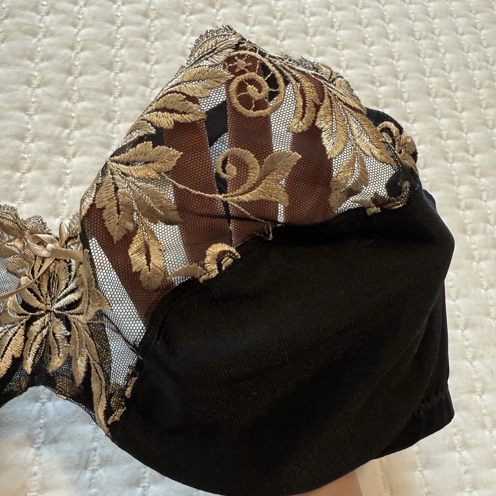 Soma 40C Underwire Bra Black Champagne Gold Embroidery Lace Unlined Size undefined - Image 9