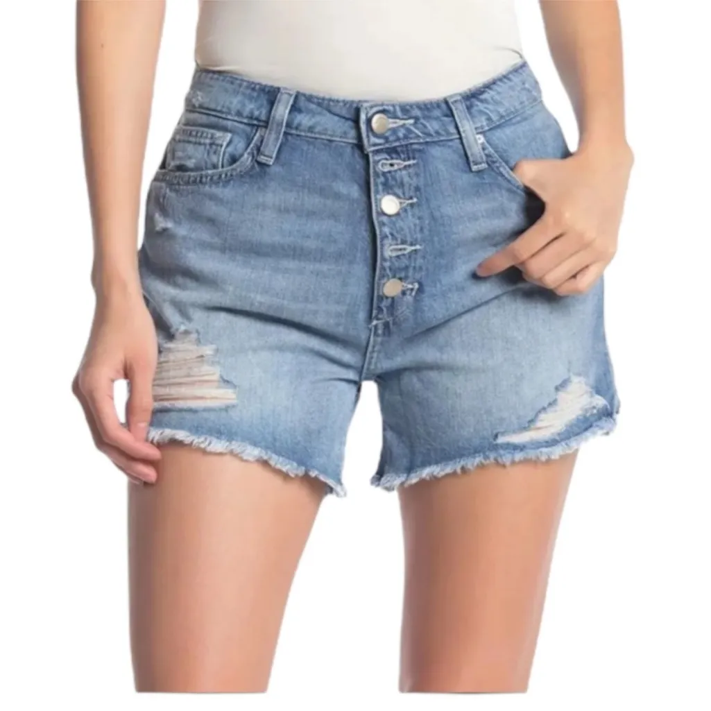 Joe's high rise denim‎ jean cut off button front shorts distressed size 28. NWT - Image 2