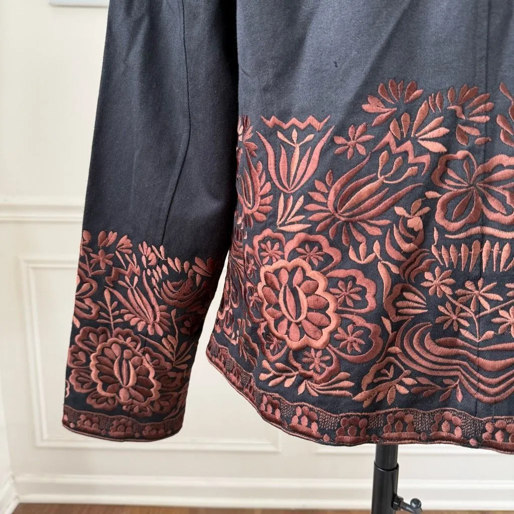 NWT Coldwater Creek Black Brown Embroidered Jacket $100 16 - Image 6