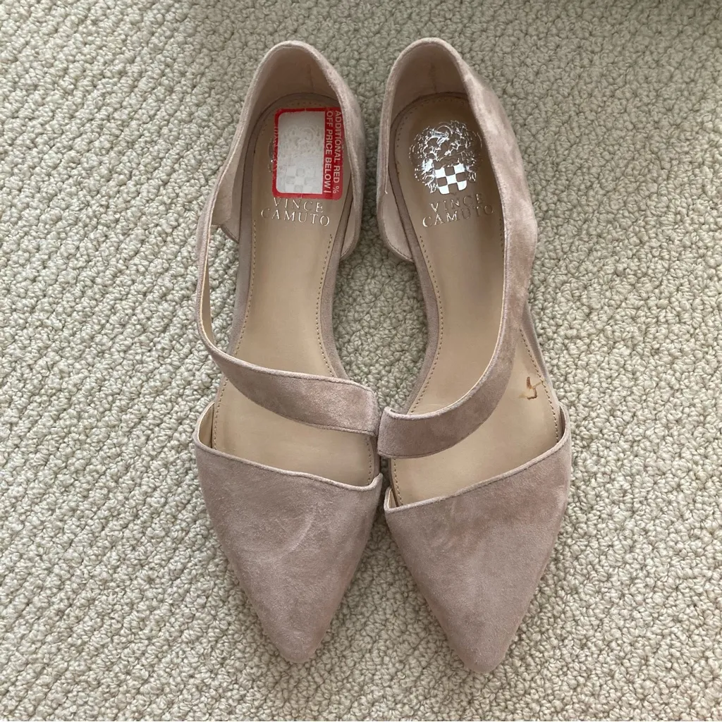 NEW Vince Camuto Jaylinn Cashmere Kidsuede Beige Nude Flats Size 7.5 M NIB - Image 3