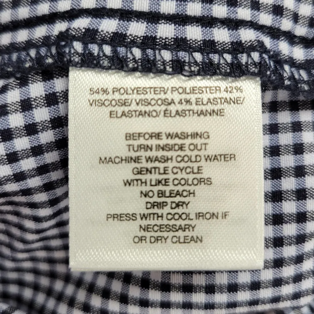 Anne Klein Womens Pants Size 4 Blue Gingham Check Pull On Straight Ankle Trouser - Image 5