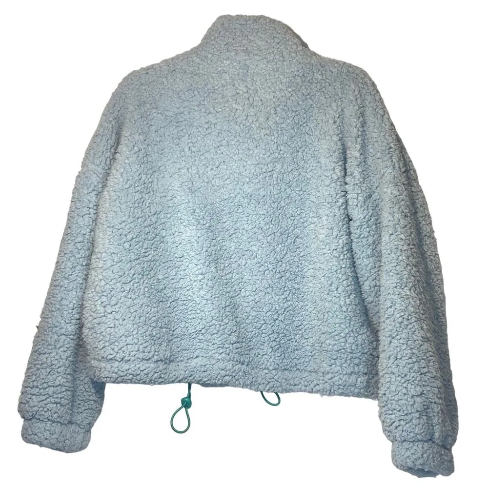 Urban Outfitters Blue Cropped Fuzzy Jacket women size L - Image 3