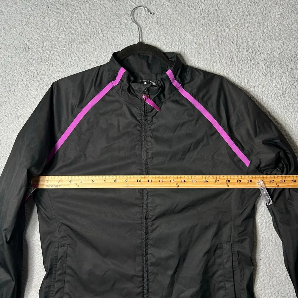 Adidas Jacket Womens M Black Climaproof Full Zip Windbreaker Jacket Golf Running - Image 9