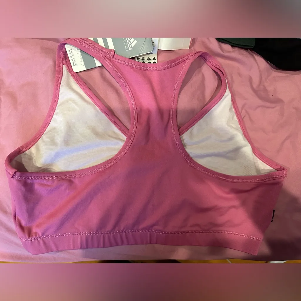 Adidas Women's Vivid Pink Sports Bra - Image 2